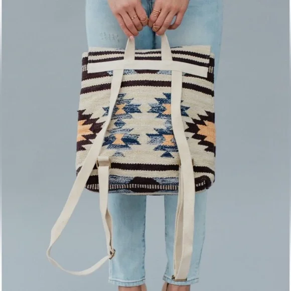 94.  LAST 1🛑 COST! Aztec woven bag Bohemian Multicolor Cream Tribal Backpack - Picture 2 of 3